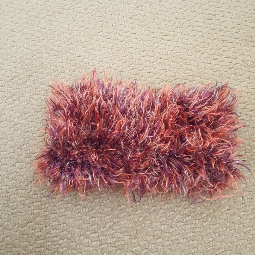 Orange with green and purple accent fuzzy headband
